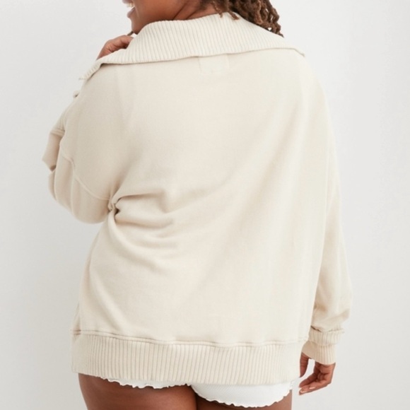 Aerie Cream Down to Earth Quarter Zip - Picture 2 of 8
